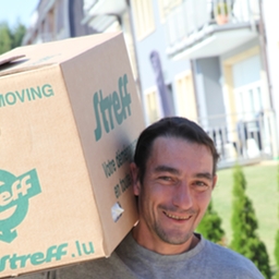 Entreprise de déménagement - boîte transportée par un déménageur